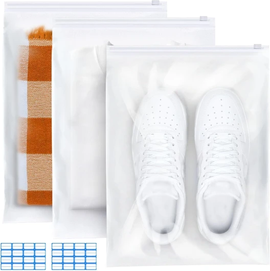 30 Pièces Pochette Voyage Sachet Plastique Zip 30x40cm Etanche Sac de Rangement Voyage Non Poreux Sac Vetement Voyage Mat Pochette Rangement pour Chaussures, Costume, Maquillage, Sous-Vêtements